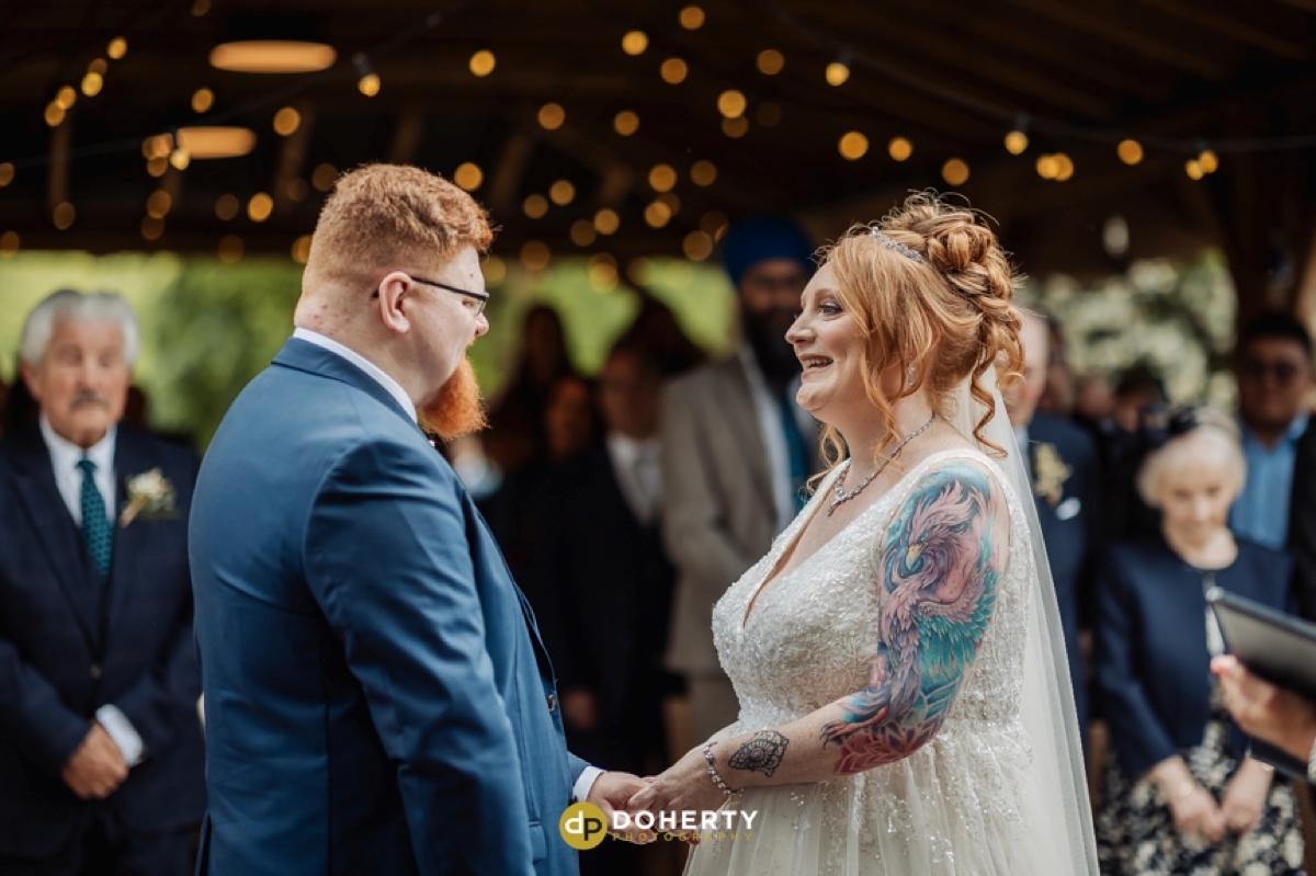 Outdoor wedding ceremony at Hogarths