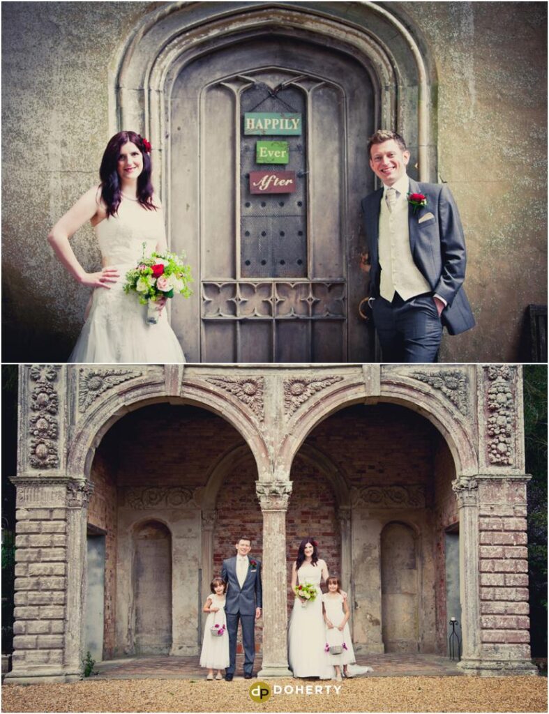 Ettington Park Bride and Groom in grounds