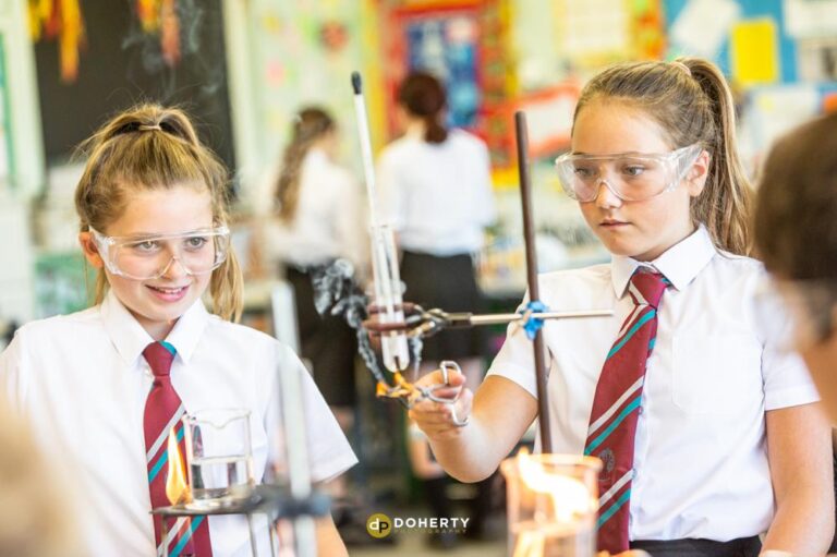 Students in science class