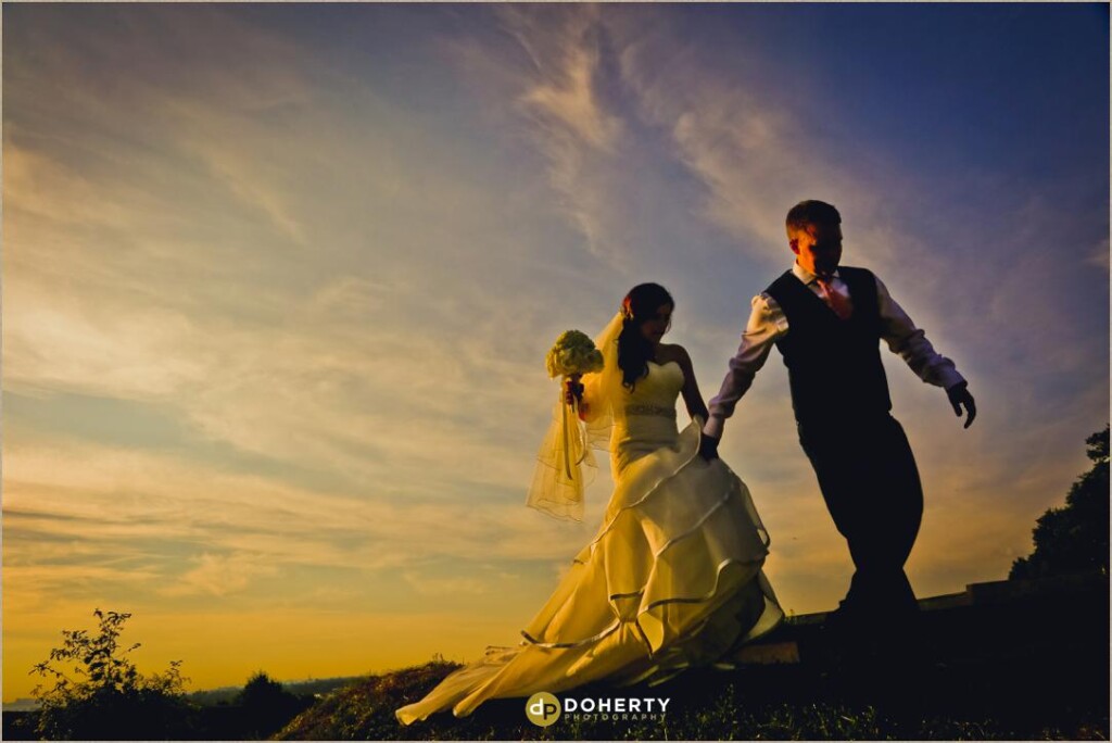 Bride and Groom at Sunset