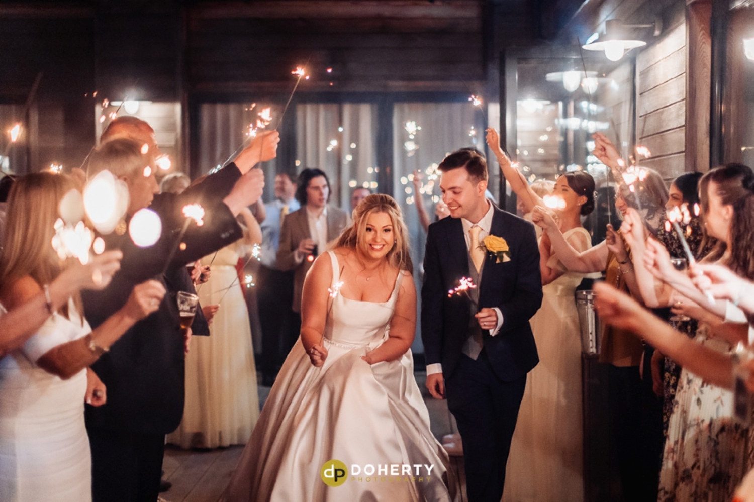 Sparkler exit with bride and groom